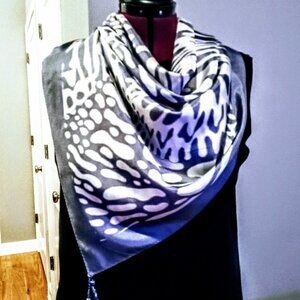 El Corte Ingles Blue White Square Silk Scarf